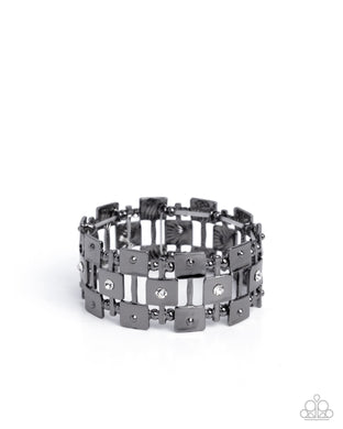 Puzzling Persistence - Black Gunmetal Stretchy Bracelet