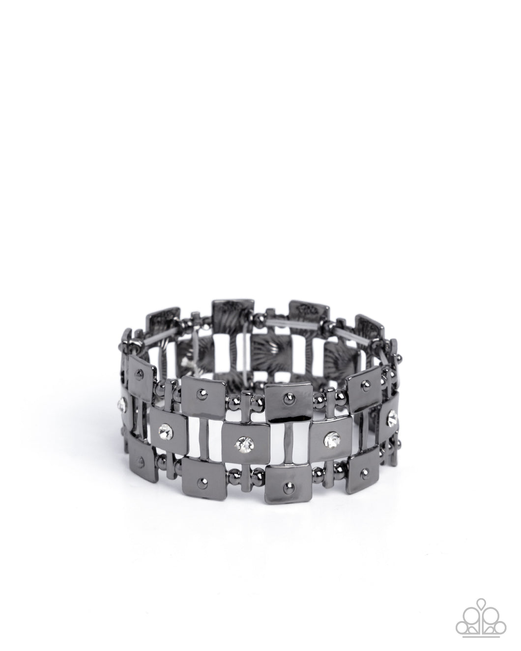 Puzzling Persistence - Black Gunmetal Stretchy Bracelet