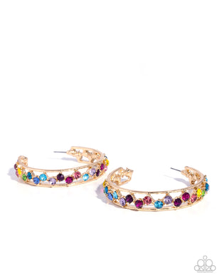 Scattered Sophistication - Multicolor Hoop Earrings