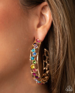 Scattered Sophistication - Multicolor Hoop Earrings