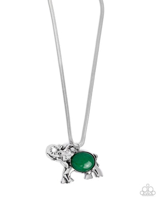 Empathetic Elephant - Green Necklace