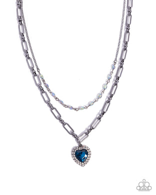 Match Made In HAUTE - Blue Gunmetal Necklace