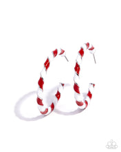 Load image into Gallery viewer, Candy Cane Lane - Red Hoop Earrings