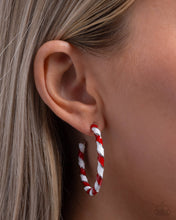 Load image into Gallery viewer, Candy Cane Lane - Red Hoop Earrings