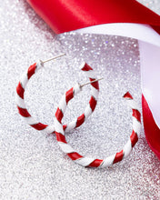 Load image into Gallery viewer, Candy Cane Lane - Red Hoop Earrings