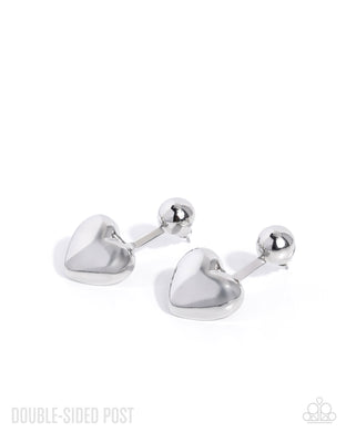 Flirty Finale - Silver Double-Sided Post Earrings