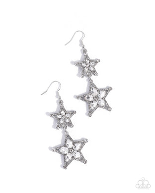 Glittery Galaxy - White Earrings