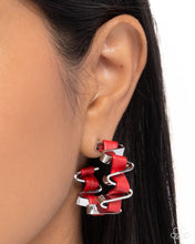 Load image into Gallery viewer, Captivating Corkscrew - Red Hoop Earrings