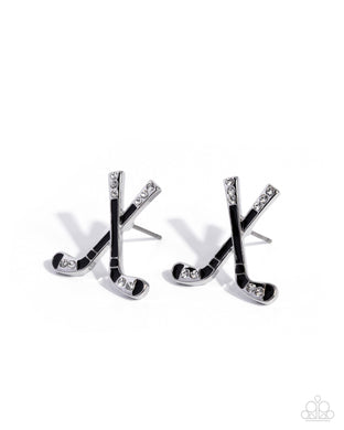 Hockey Haute - Black Post Earrings