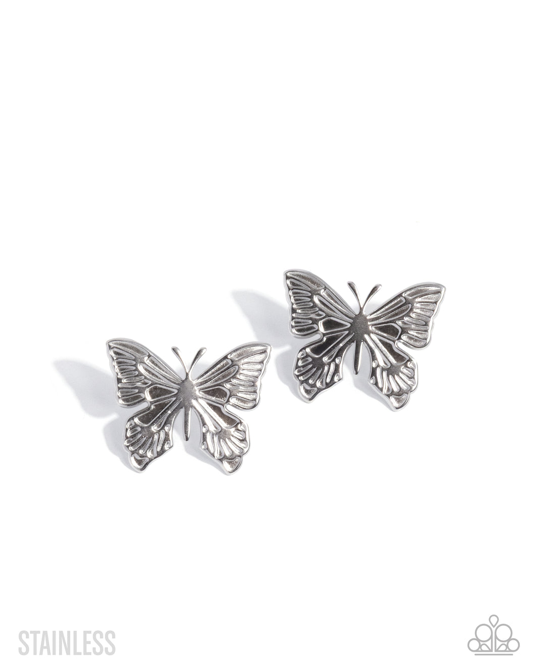 Soaring Sensation - Silver Stainless Steel Post Earrings