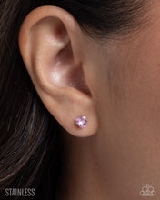 Load image into Gallery viewer, Simple Sweetheart - Pink Cubic Zirconia Stainless Steel Post Earrings