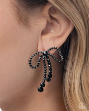 Load image into Gallery viewer, Black Tie Bow - Black Post Earrings