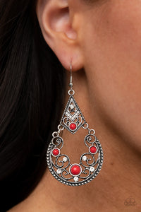 Bohemian Ball - Red Earrings
