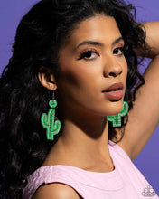 Load image into Gallery viewer, Cactus Cameo - Green Earrings