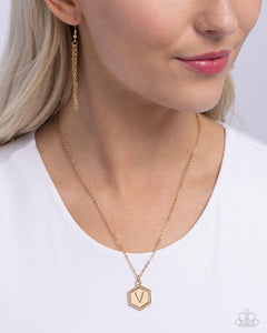 Emblematic Elegance - V - Gold Necklace