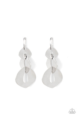 Enveloped in Edge - Silver Post Earrings