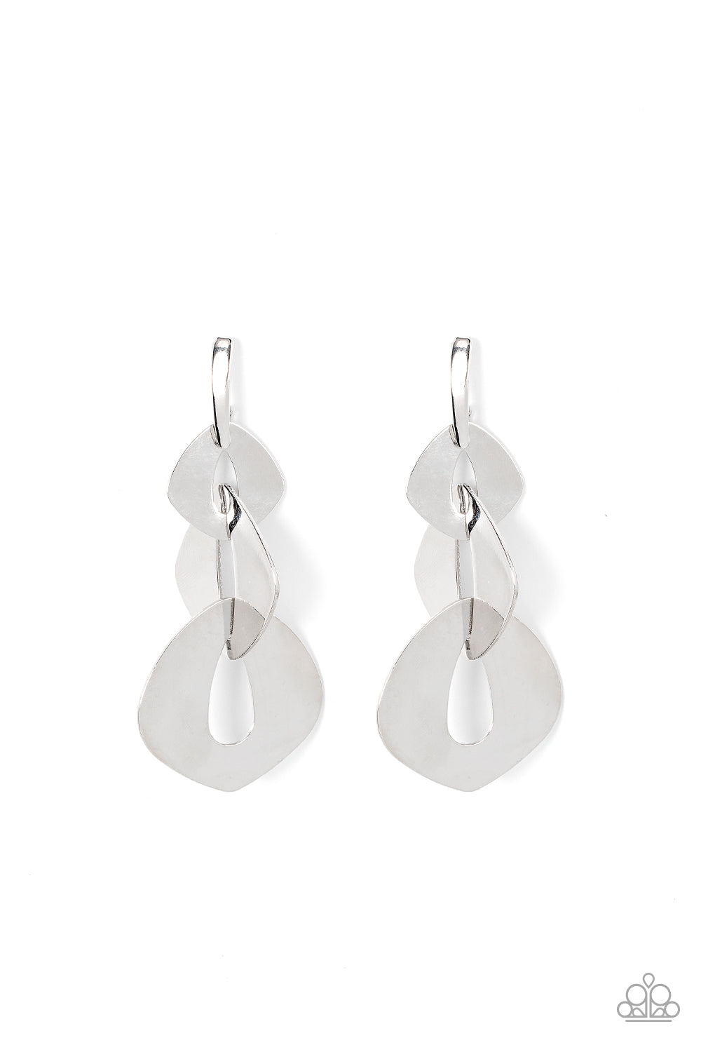 Enveloped in Edge - Silver Post Earrings