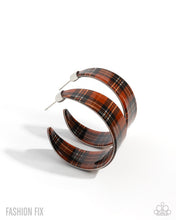 Load image into Gallery viewer, Fabulous Flannel - Brown Hoop Earrings