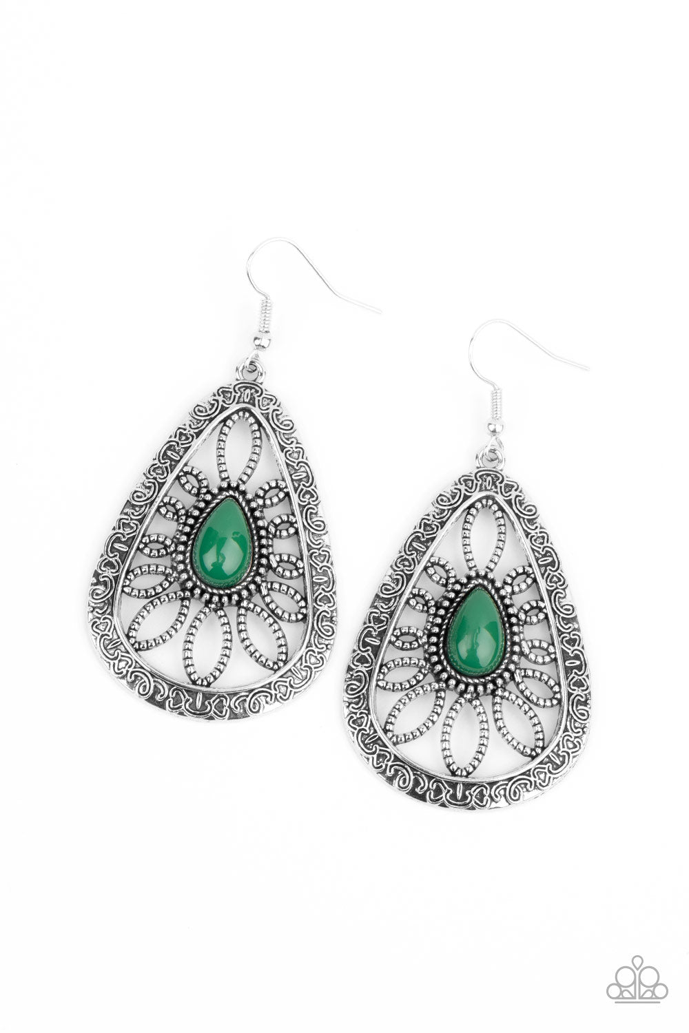 Floral Frill - Green Earrings