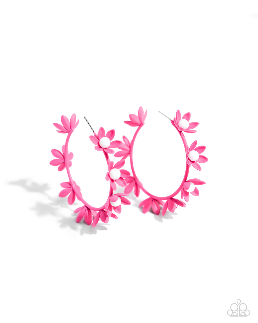 Flower Vine - Pink Hoop Earrings