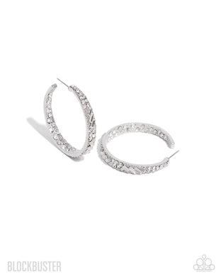 GLITZY By Association - White Hoop Earrings