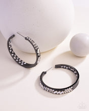 Load image into Gallery viewer, GLITZY By Association - Gunmetal Hoop Earrings