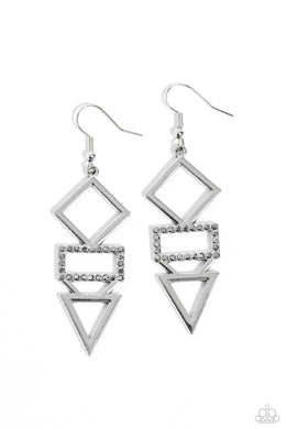 Glamorously Geometric - Silver Earrings