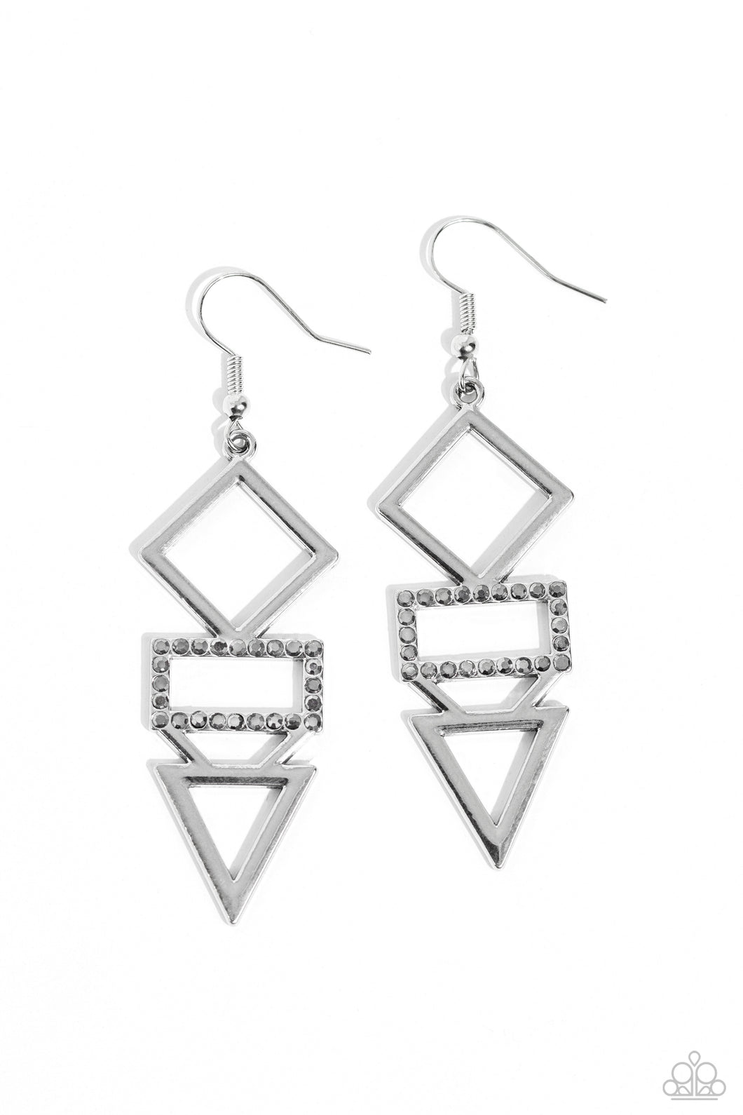 Glamorously Geometric - Silver Earrings