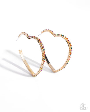 Halftime Hearts - Multi Gold Hoop Earrings