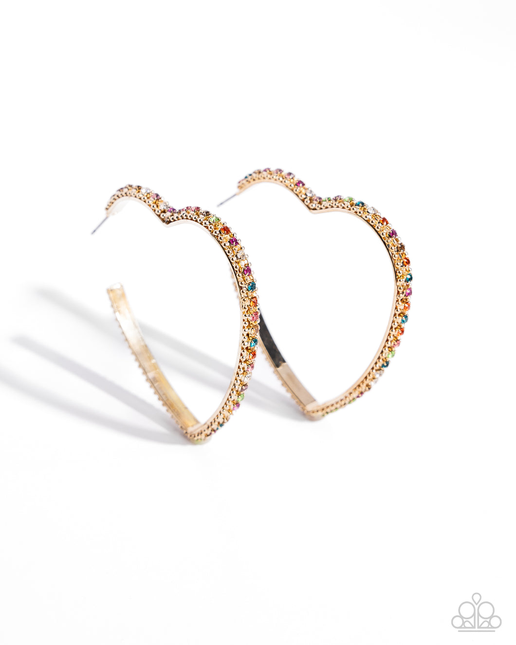 Halftime Hearts - Multi Gold Hoop Earrings