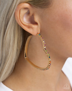 Halftime Hearts - Multi Gold Hoop Earrings