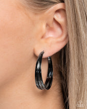 Load image into Gallery viewer, Layover Leader - Black Gunmetal Hoop Earrings