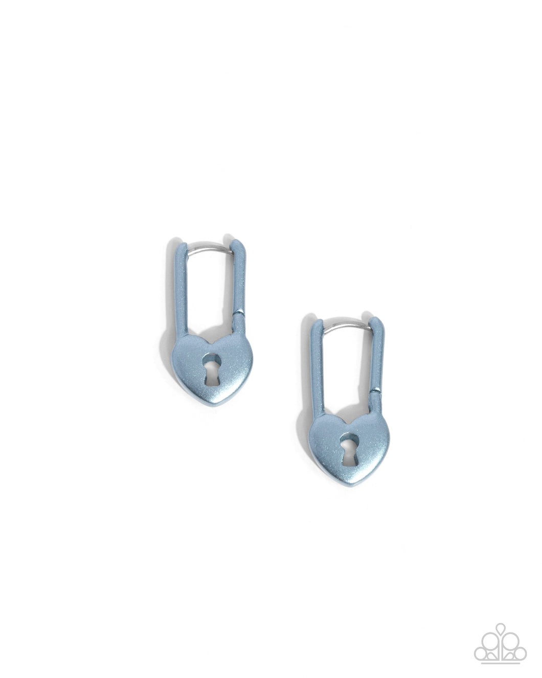 Pampered Padlock - Blue Hinge Hoop Earrings