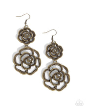 Load image into Gallery viewer, Reminiscent Rosette - Brass Earrings