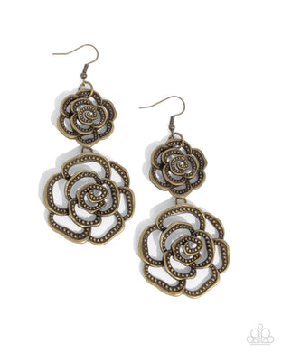 Reminiscent Rosette - Brass Earrings