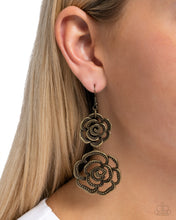 Load image into Gallery viewer, Reminiscent Rosette - Brass Earrings