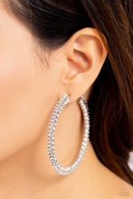 Load image into Gallery viewer, Scintillating Sass - White Hoop Earrings