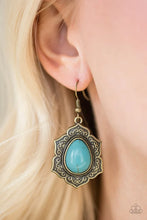 Load image into Gallery viewer, So Santa Fe - Brass Earrings 🔸Turquoise Stone🔸