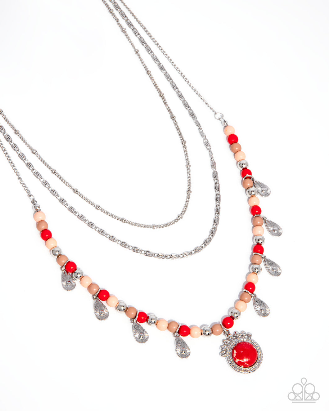 Touching Teardrops - Red Necklace
