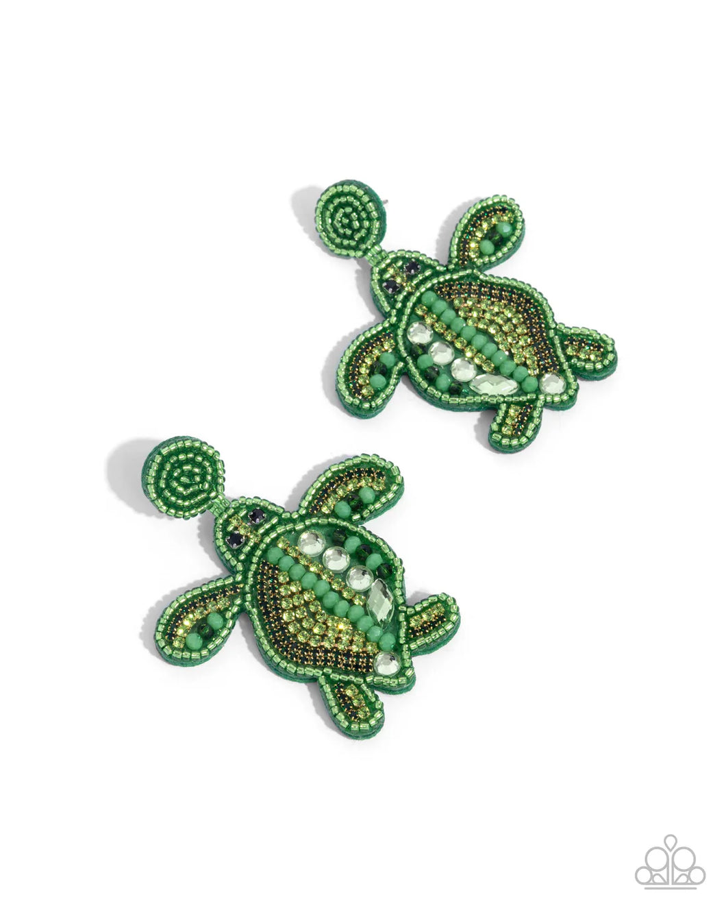 Turtle Tapestry - Green Post Earrings
