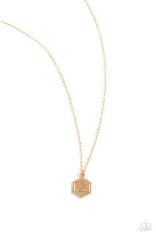 Emblematic Elegance - Z - Gold Necklace