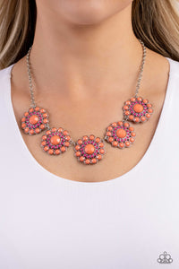 Floral Fervor - Orange Necklace