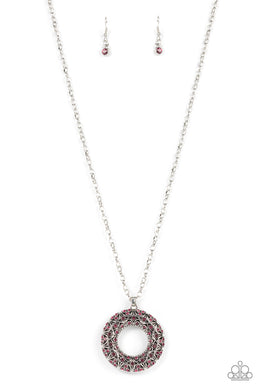 Wintry Wreath - Pink Necklace