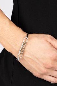 In CHARMS Way - Brown Hinged Bracelet