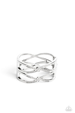 Entrancing Etiquette - White Hinged Bracelet