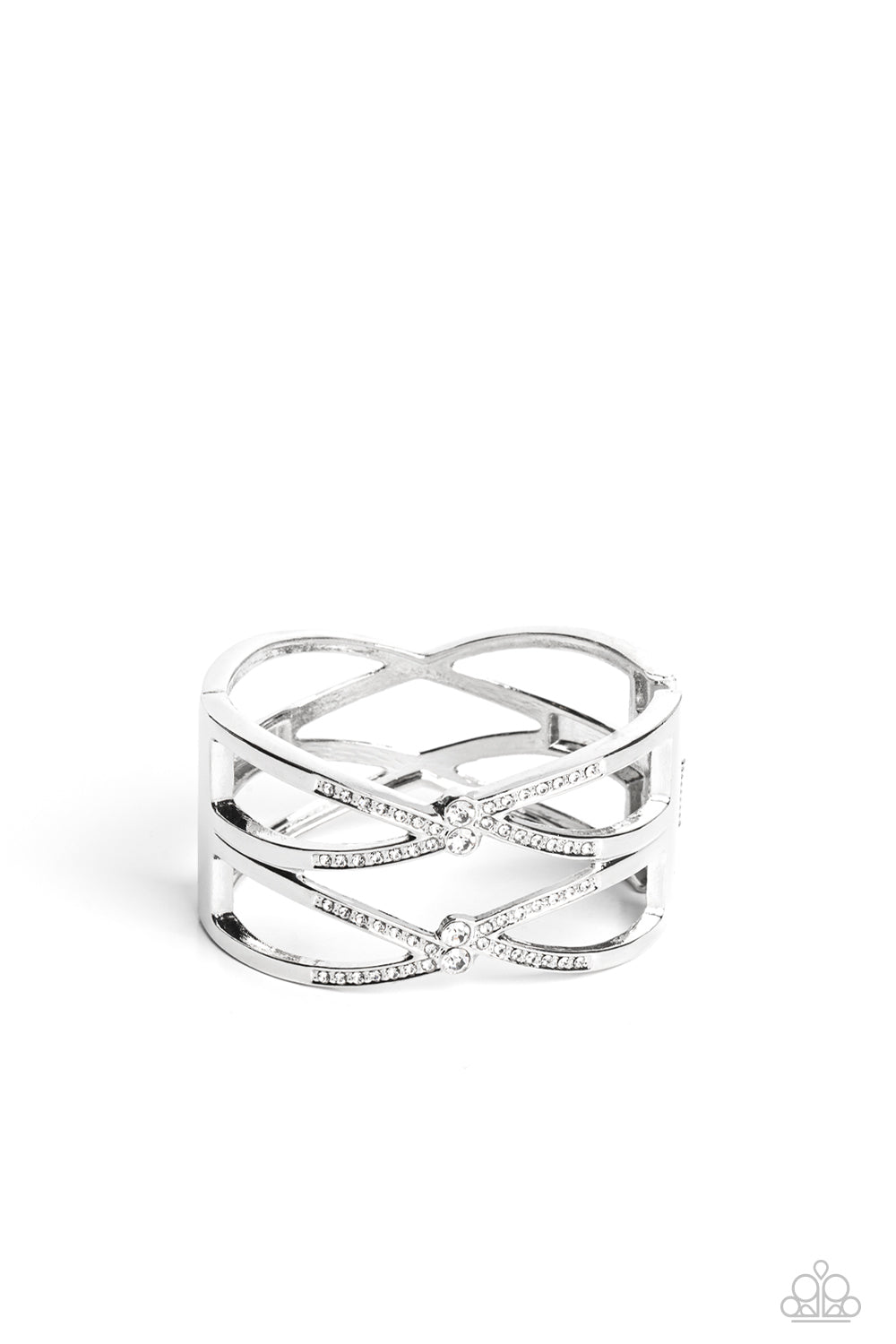 Entrancing Etiquette - White Hinged Bracelet