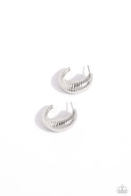 Load image into Gallery viewer, Textured Tenure - Silver Hoop Earrings