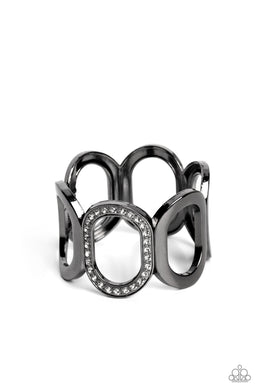 Opulent Ovals - Black Gunmetal Hinged Bracelet