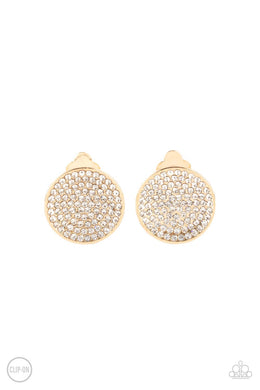 Drama on Demand - Gold Clip-On Earrings