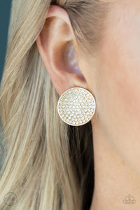 Drama on Demand - Gold Clip-On Earrings